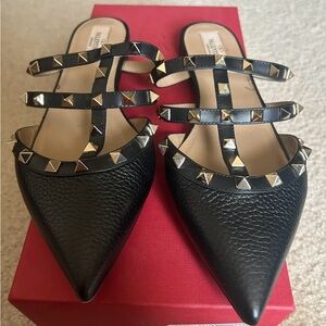 Valentino Black Studded Women's Shoes Rockstud Pointed Toe Mule